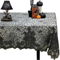 Halloween Lace Tablecloth – Rectangular Haunted House & Pumpkin Design-0