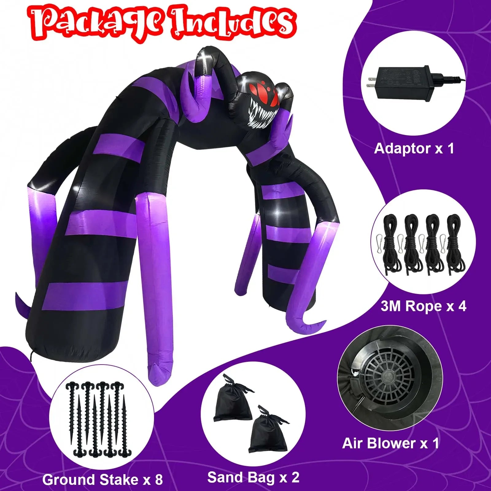 Halloween Spider Arch Inflatable With Led Lights-2