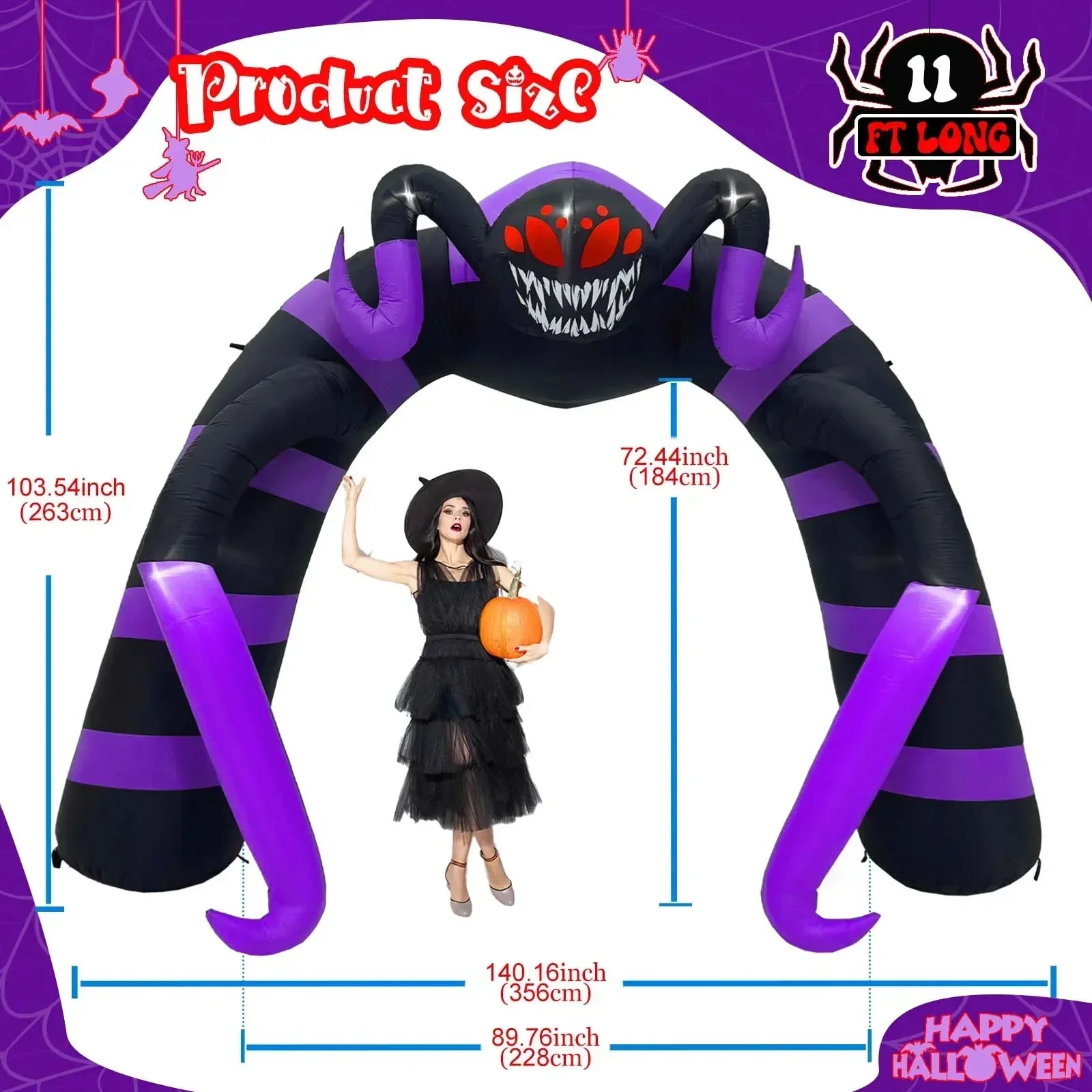 Halloween Spider Arch Inflatable With Led Lights-3