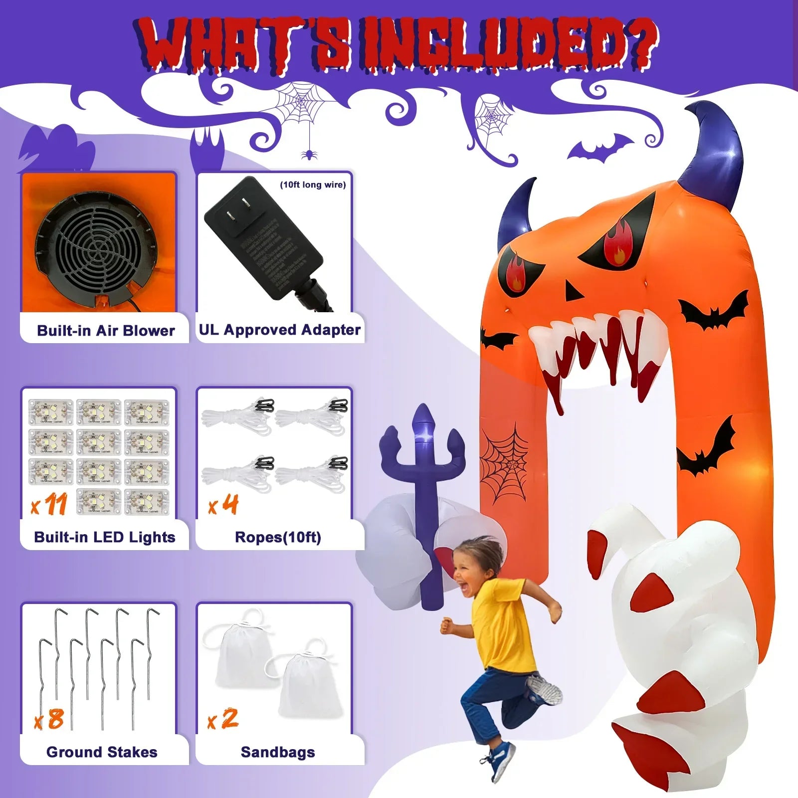 Halloween Inflatable Arch with LED Lights-4