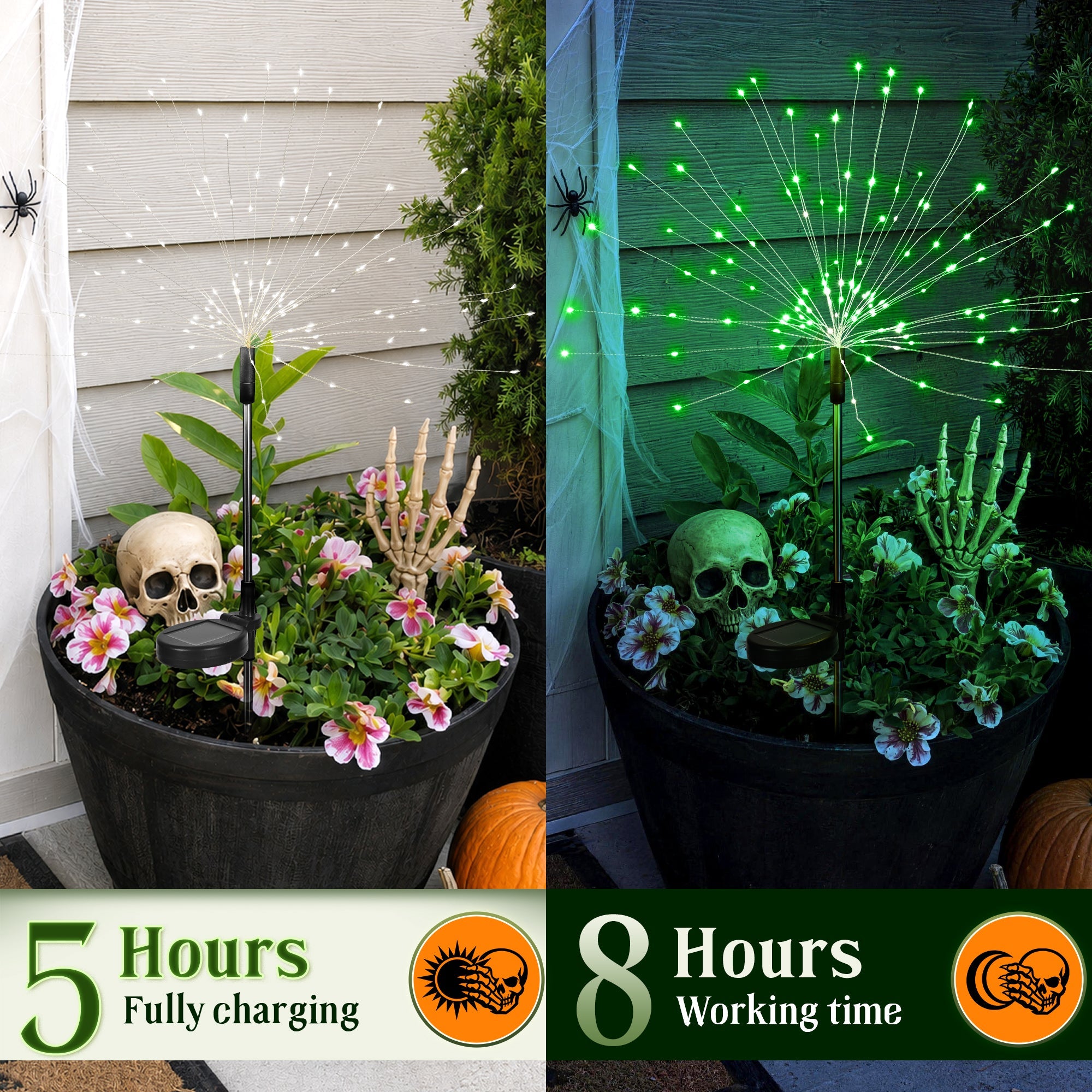 GIGALUMI Solar Firework Lights Outdoor, Halloween Decor, Green-4