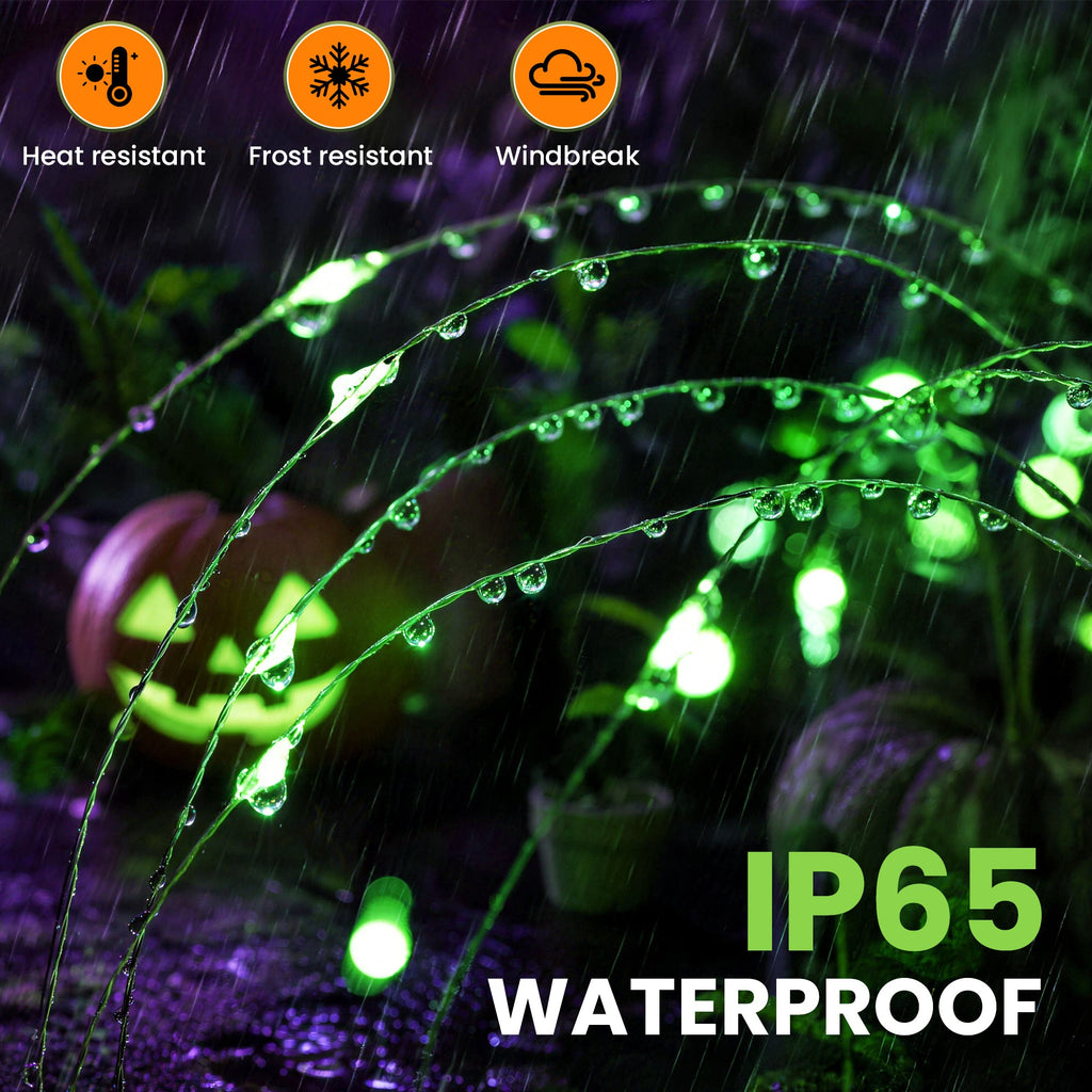 GIGALUMI Solar Firework Lights Outdoor, Halloween Decor, Green-3