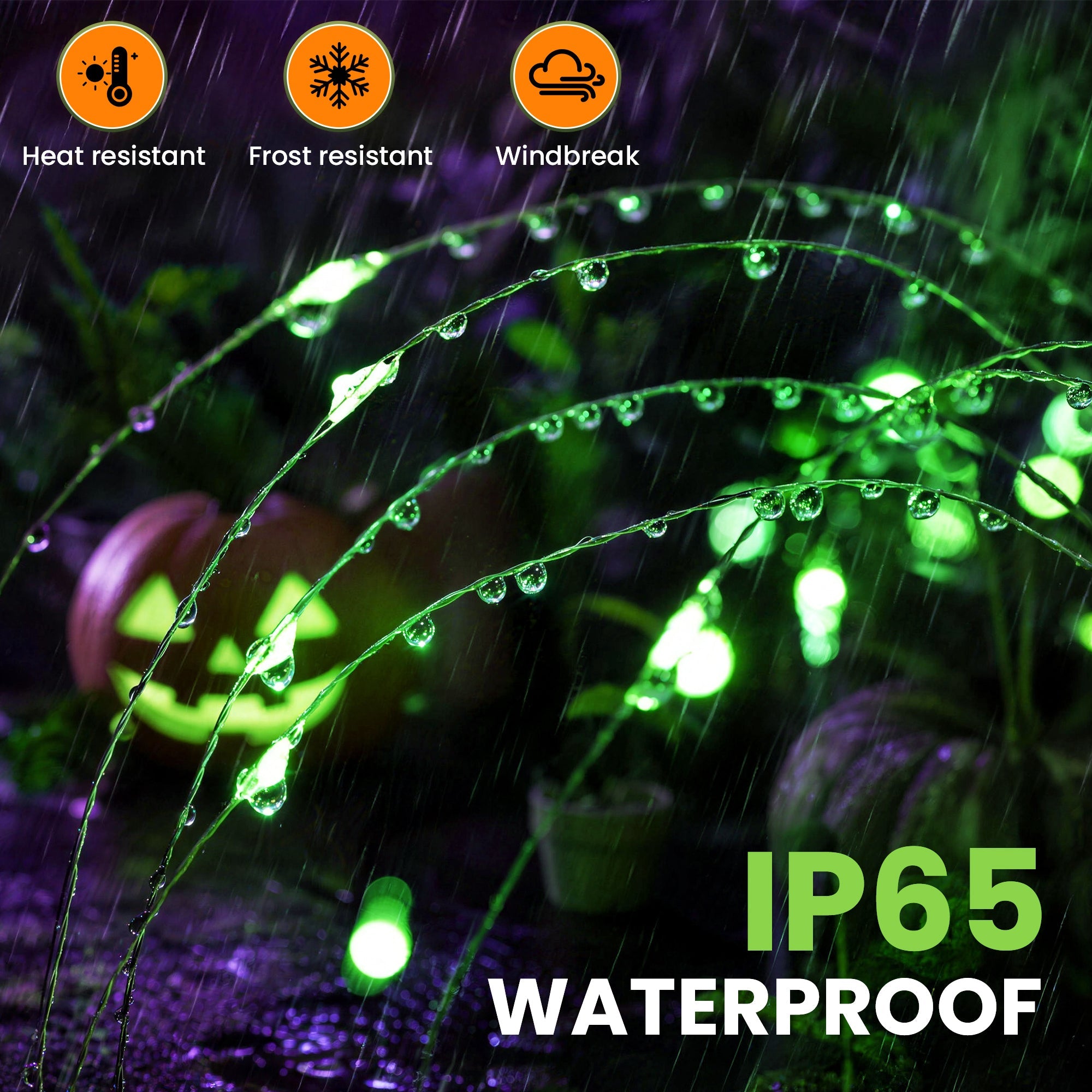 GIGALUMI Solar Firework Lights Outdoor, Halloween Decor, Green-3