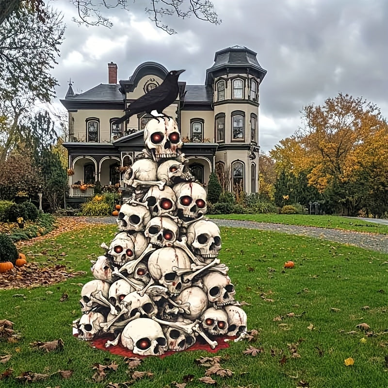 Halloween Skull Pile Yard Stake Outdoor Decor-1