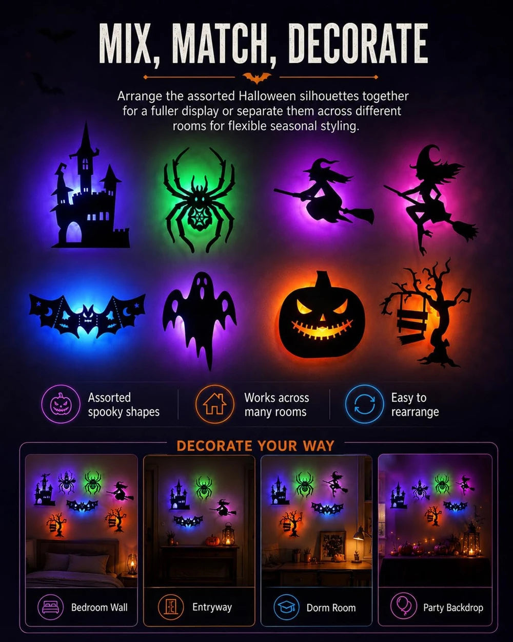 Halloween LED Wall Decor Lights (24 pcs)