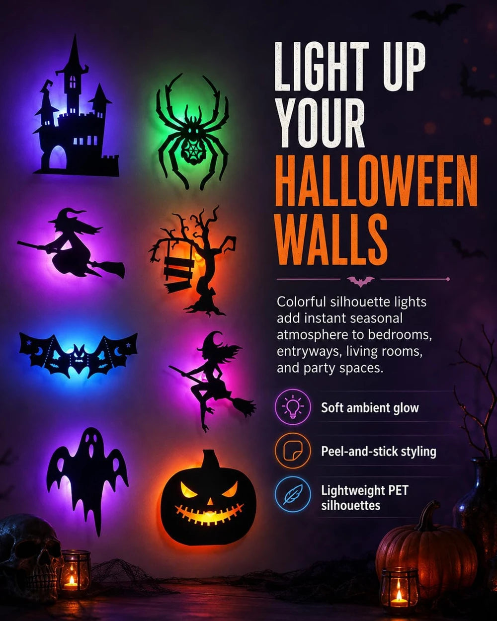 Halloween LED Wall Decor Lights (24 pcs)