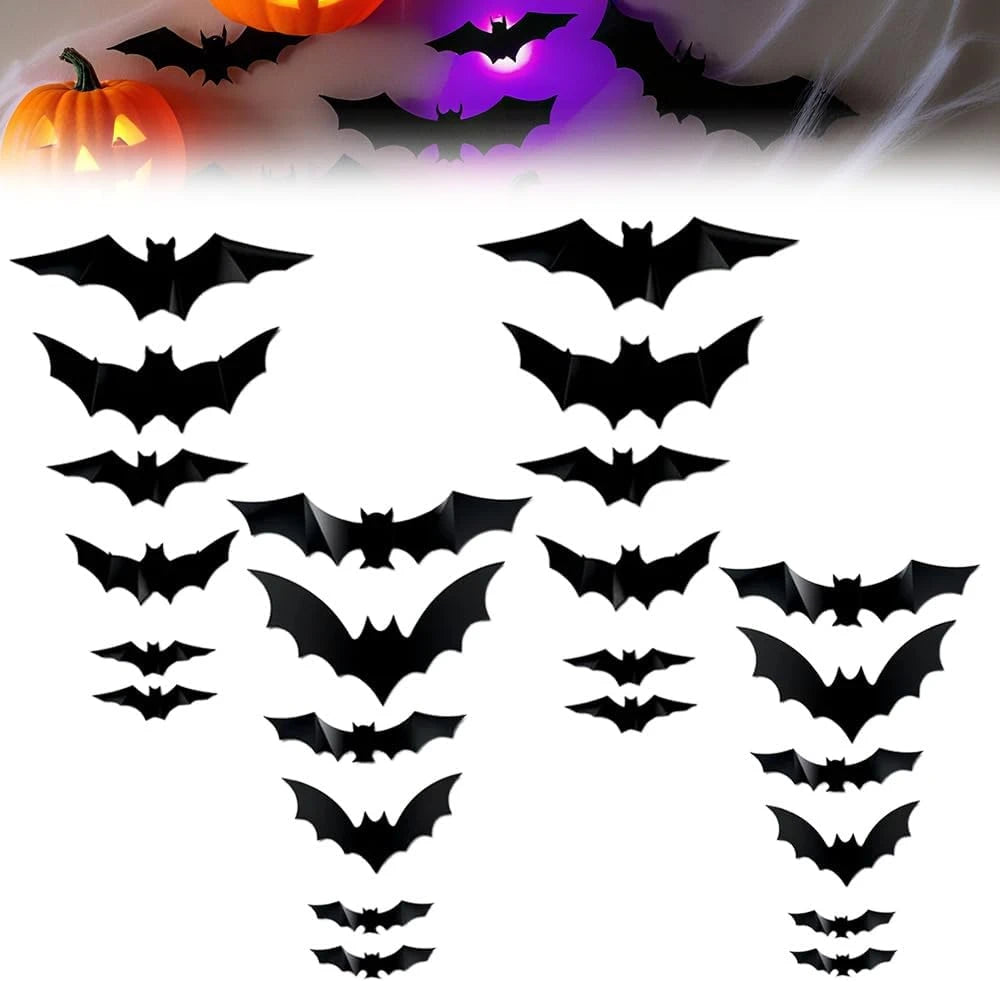 Illuminated 3D Bat Wall Decor (24 pcs)