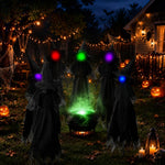 Set of Three Life Size Lighted Witch Lawn Decorations