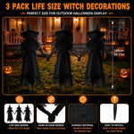 Set of Three Life Size Lighted Witch Lawn Decorations