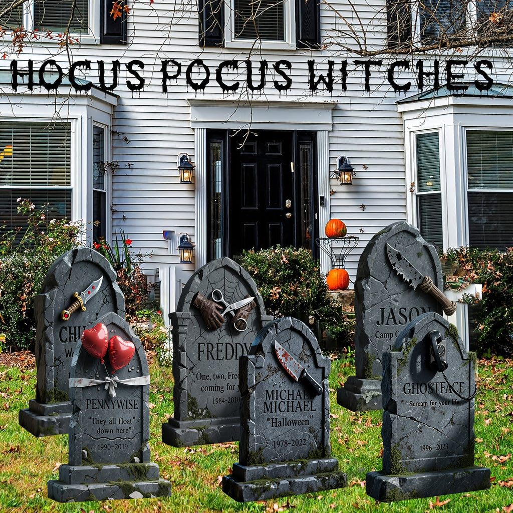 NNETM Halloween Tombstone Yard Signs Decor (6pcs)-2