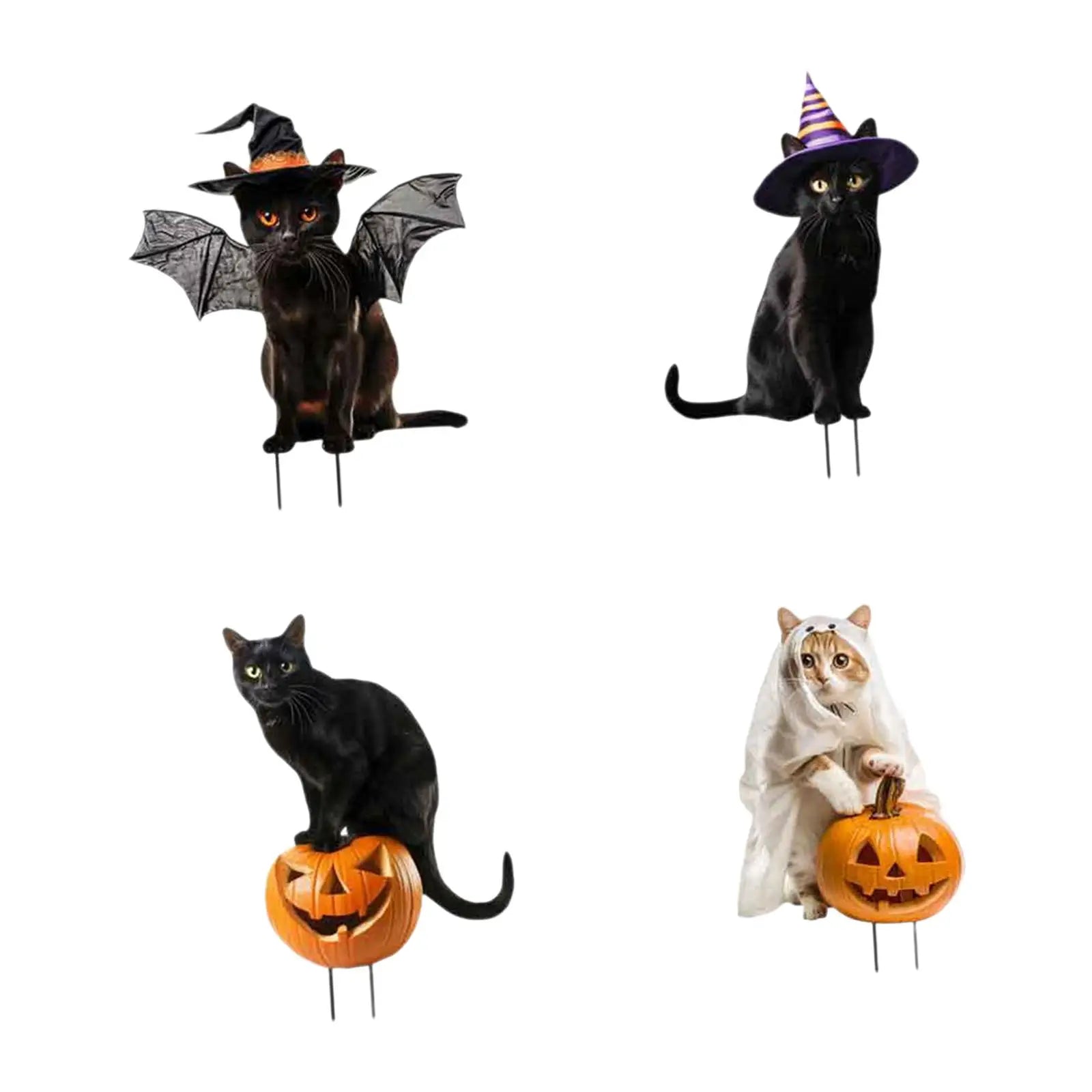 Metal Cat Statues Garden Stakes Halloween (4 Set)-0