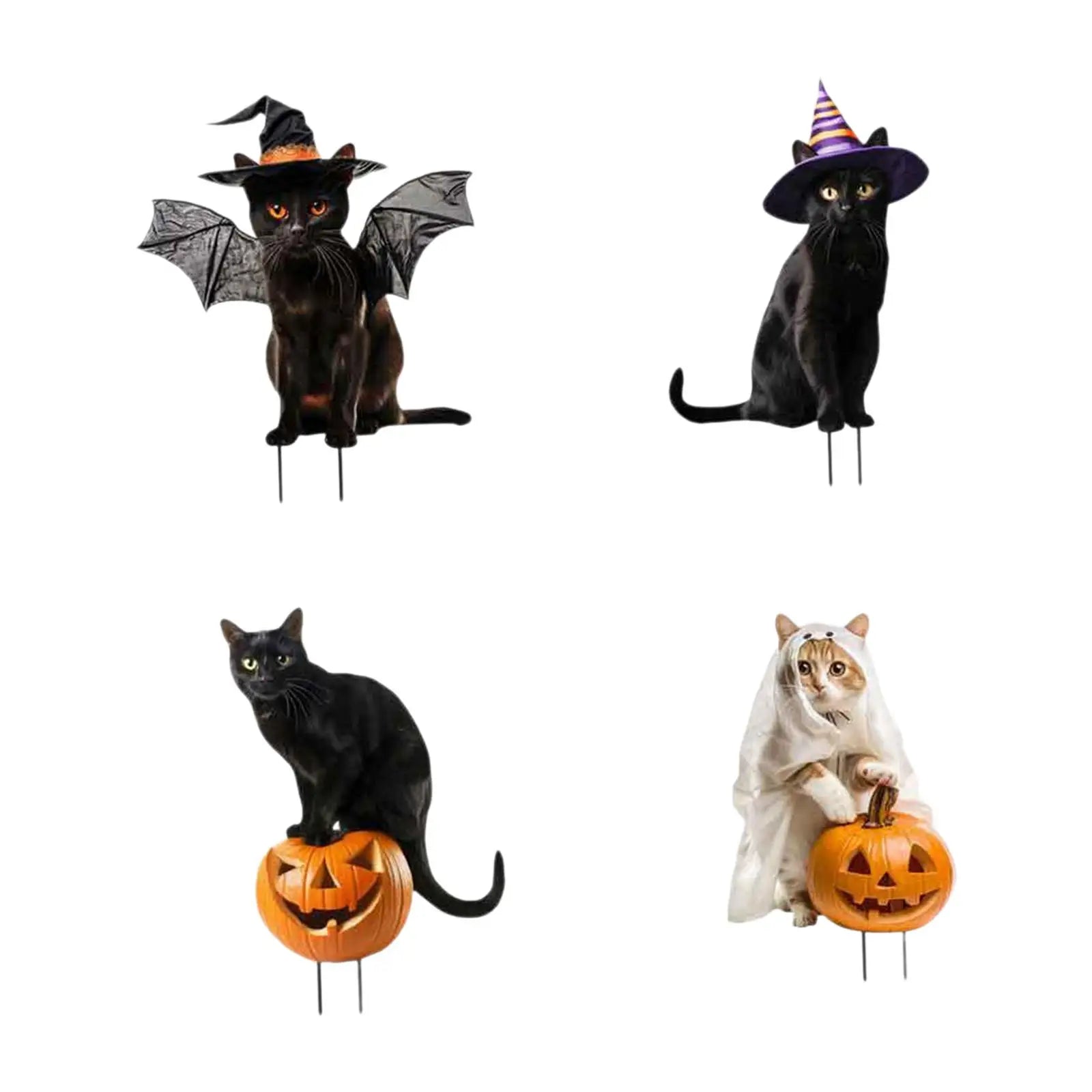 Metal Cat Statues Garden Stakes Halloween (4 Set)-1