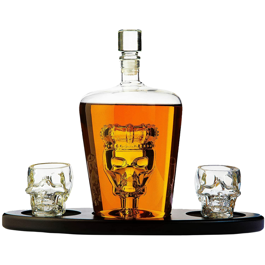 Skull Crown Decanter In Bottle Skull Head With 2 Skull Glasses By 750ML Skull Bottle-0