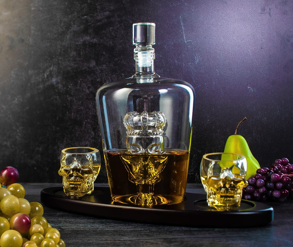 Skull Crown Decanter In Bottle Skull Head With 2 Skull Glasses By 750ML Skull Bottle-1