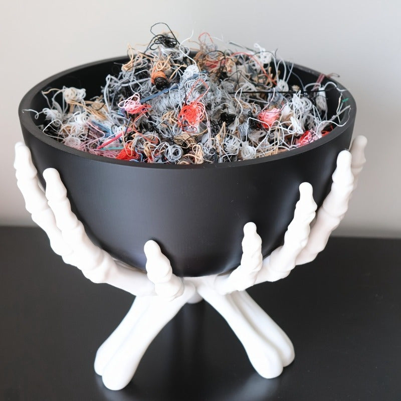 Skull Hand Bowl Holder Halloween Candy Dish-2