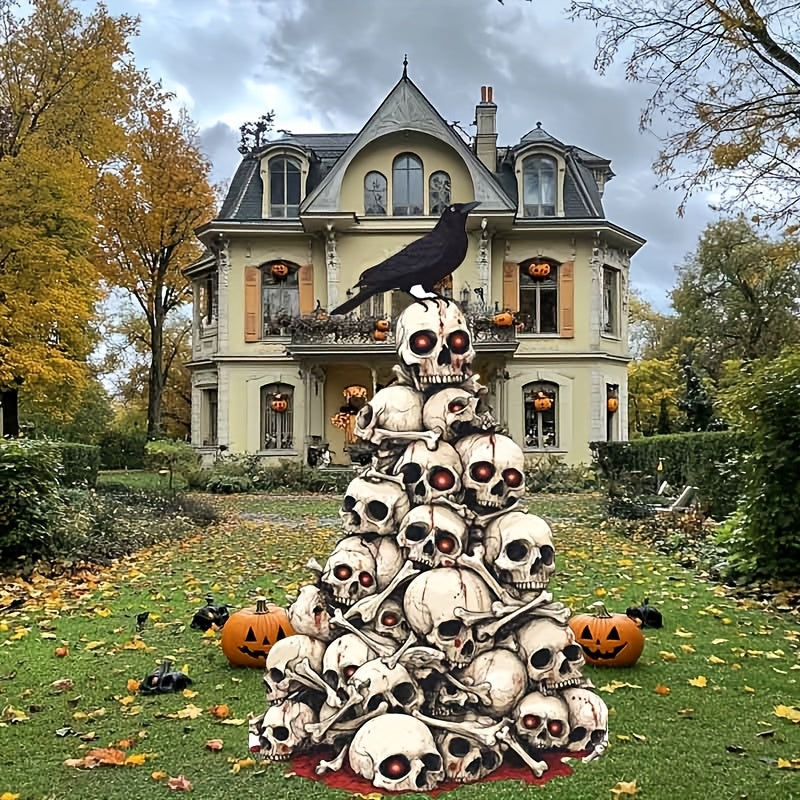 Halloween Skull Pile Yard Stake Outdoor Decor-2