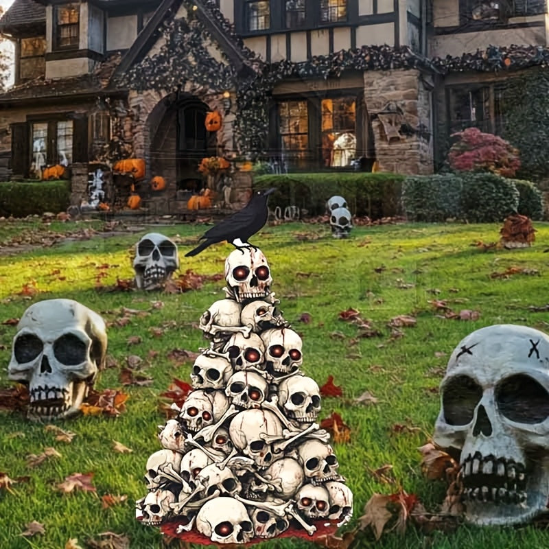 Halloween Skull Pile Yard Stake Outdoor Decor-3