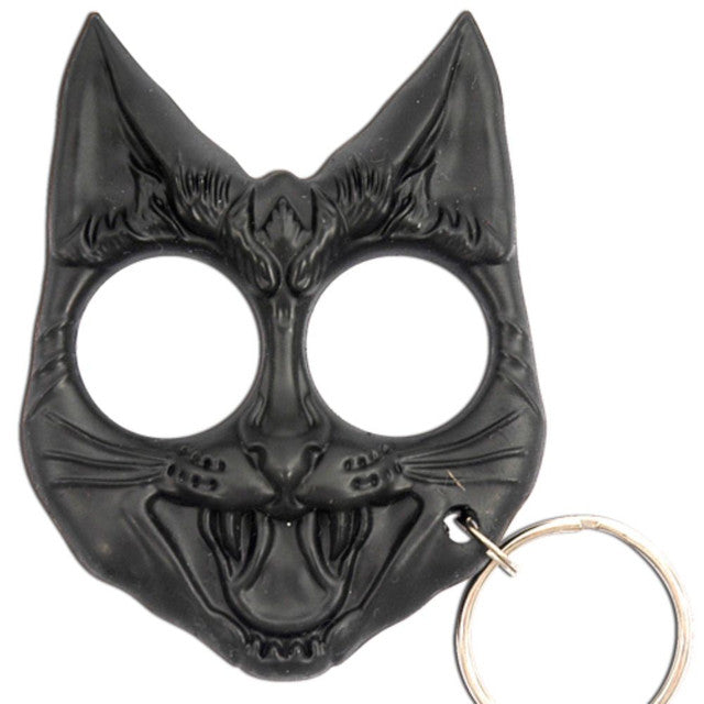 Self Defense Evil Cat Keychain Black-0