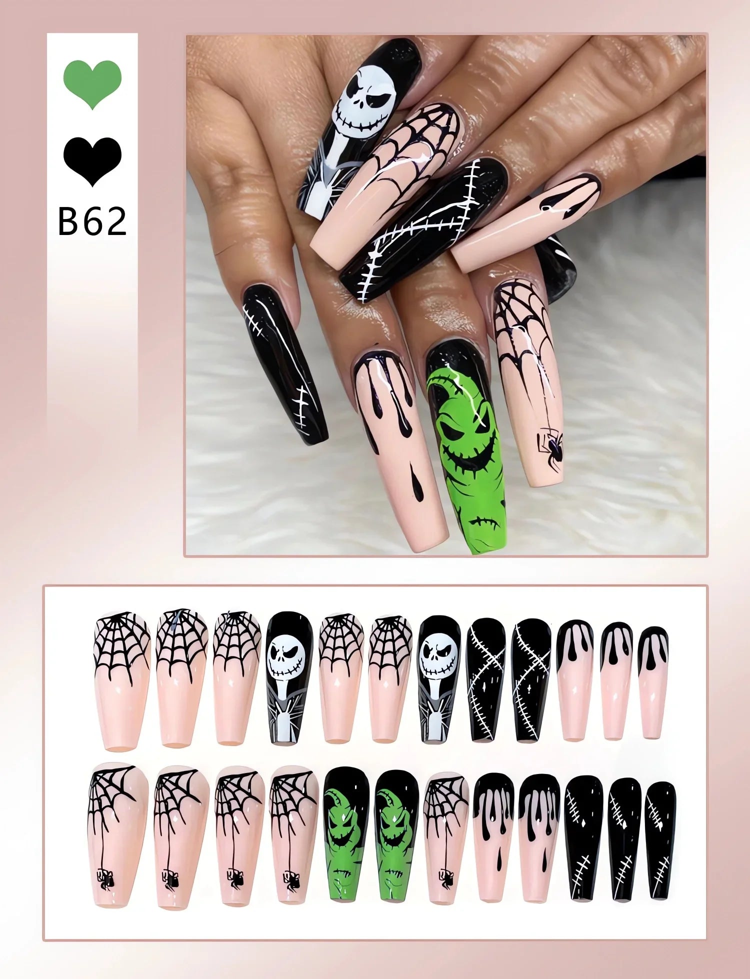 Chic Almond Halloween Press-On Nails-4