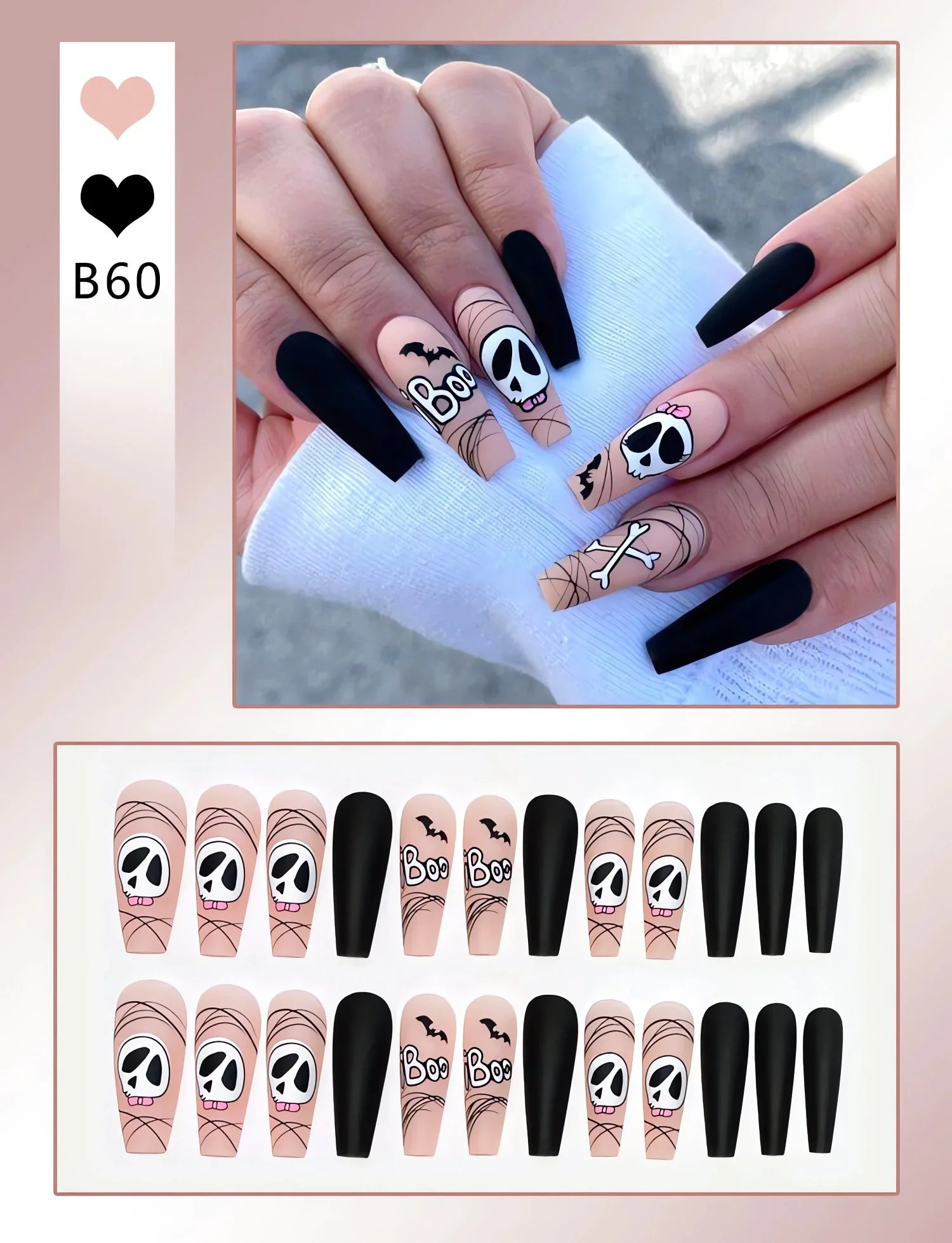 Chic Almond Halloween Press-On Nails-7