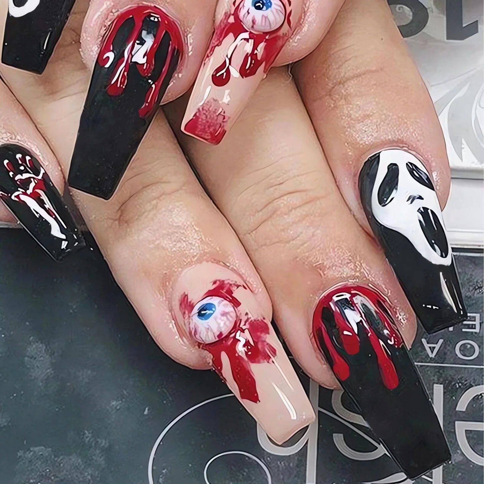 Chic Almond Halloween Press-On Nails-6