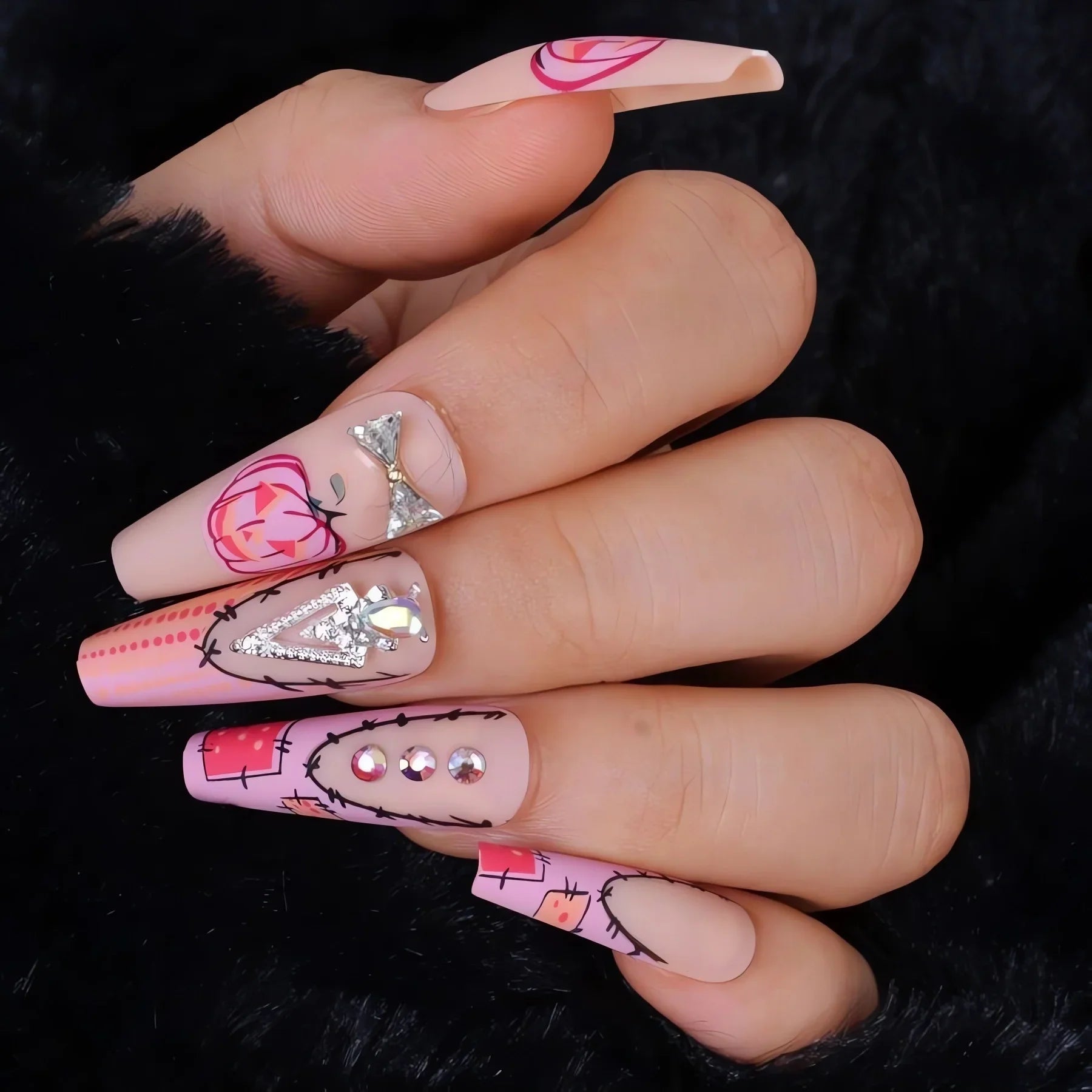 Chic Almond Halloween Press-On Nails-9