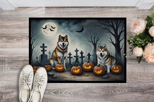 Akita Spooky Halloween Doormat-1