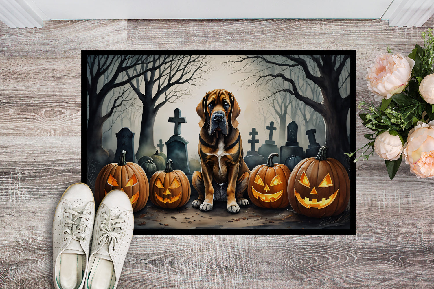 Bloodhound Spooky Halloween Doormat-1