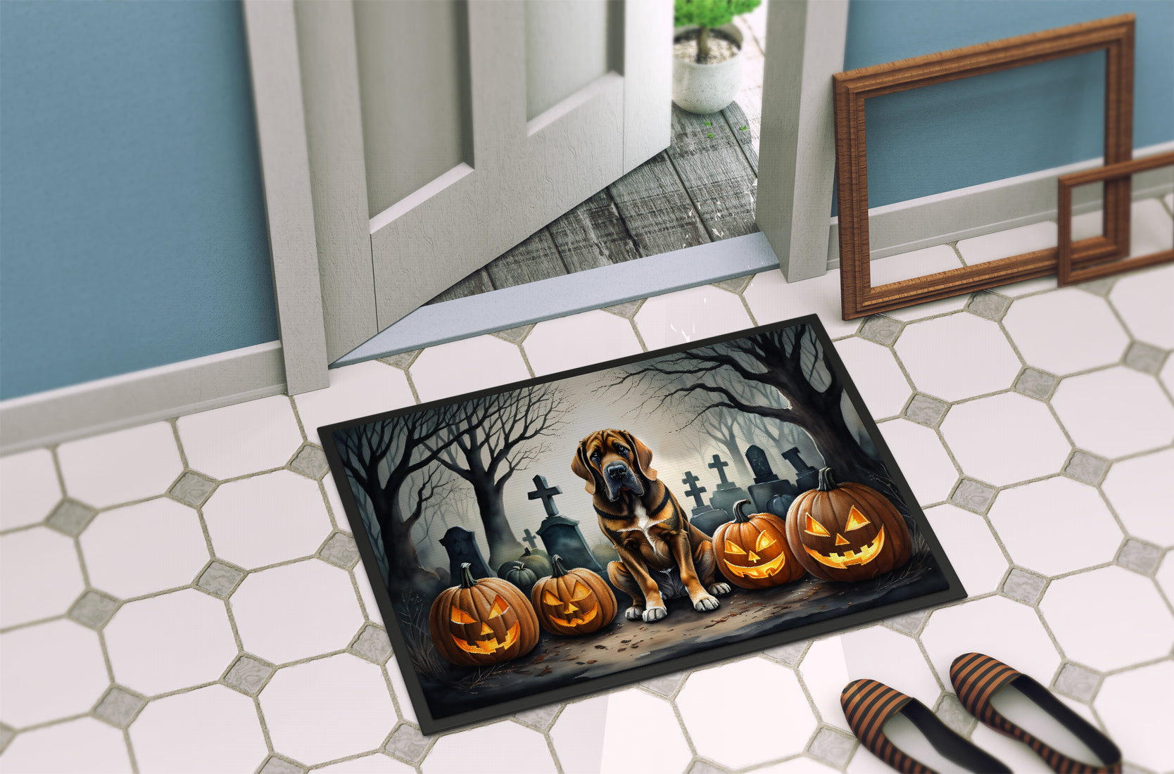 Bloodhound Spooky Halloween Doormat-3