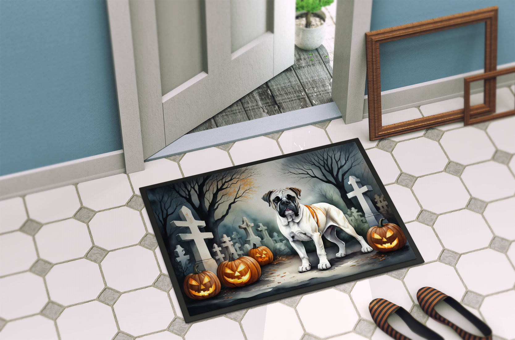 Boxer Spooky Halloween Doormat-3