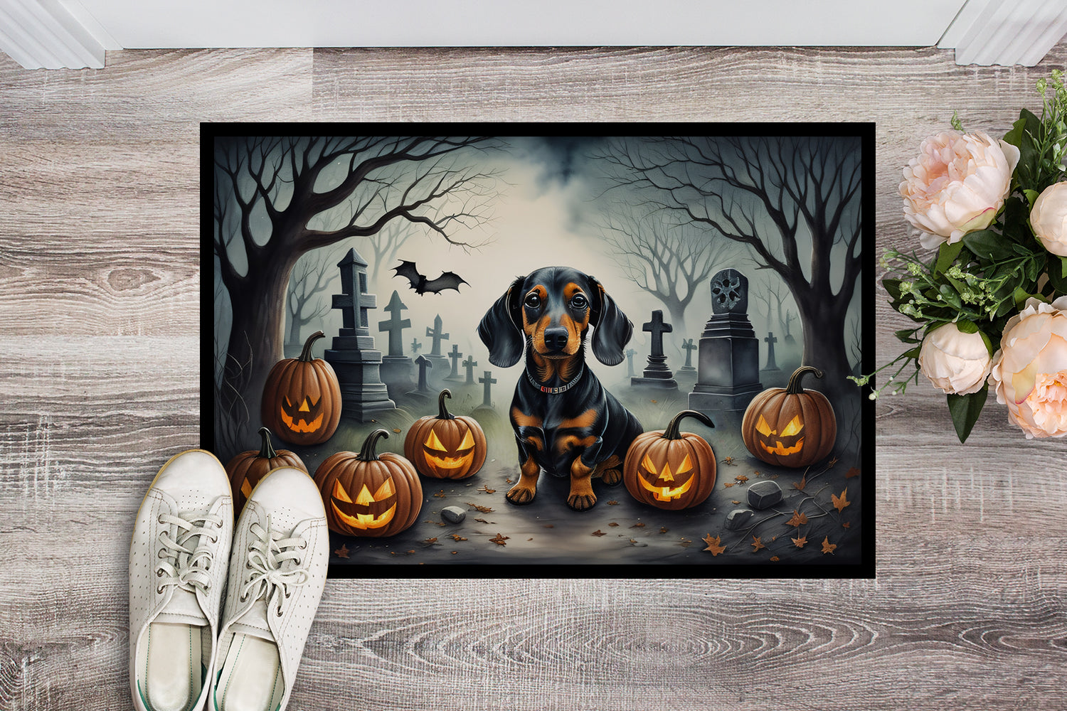 Dachshund Spooky Halloween Doormat-1