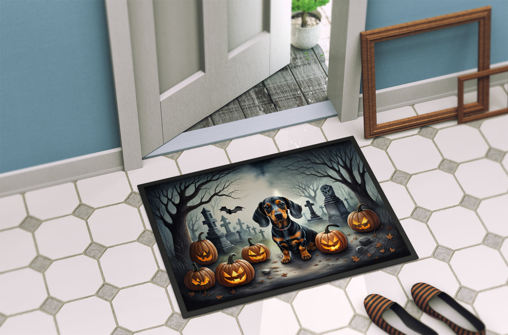 Dachshund Spooky Halloween Doormat-3