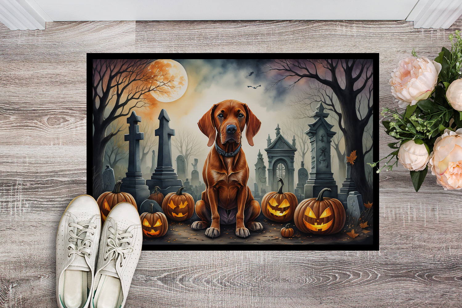 Vizsla Spooky Halloween Doormat-1