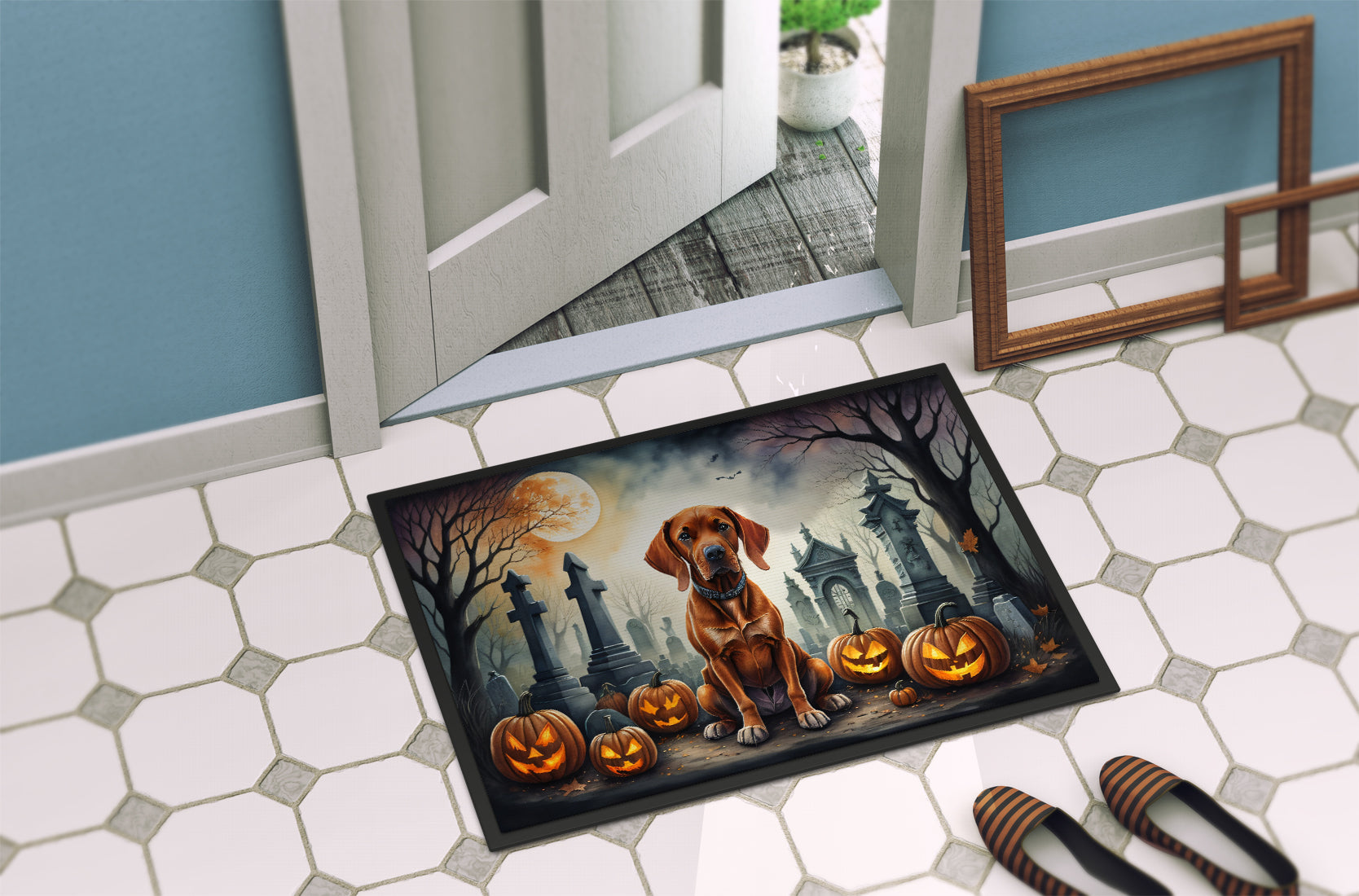 Vizsla Spooky Halloween Doormat-3