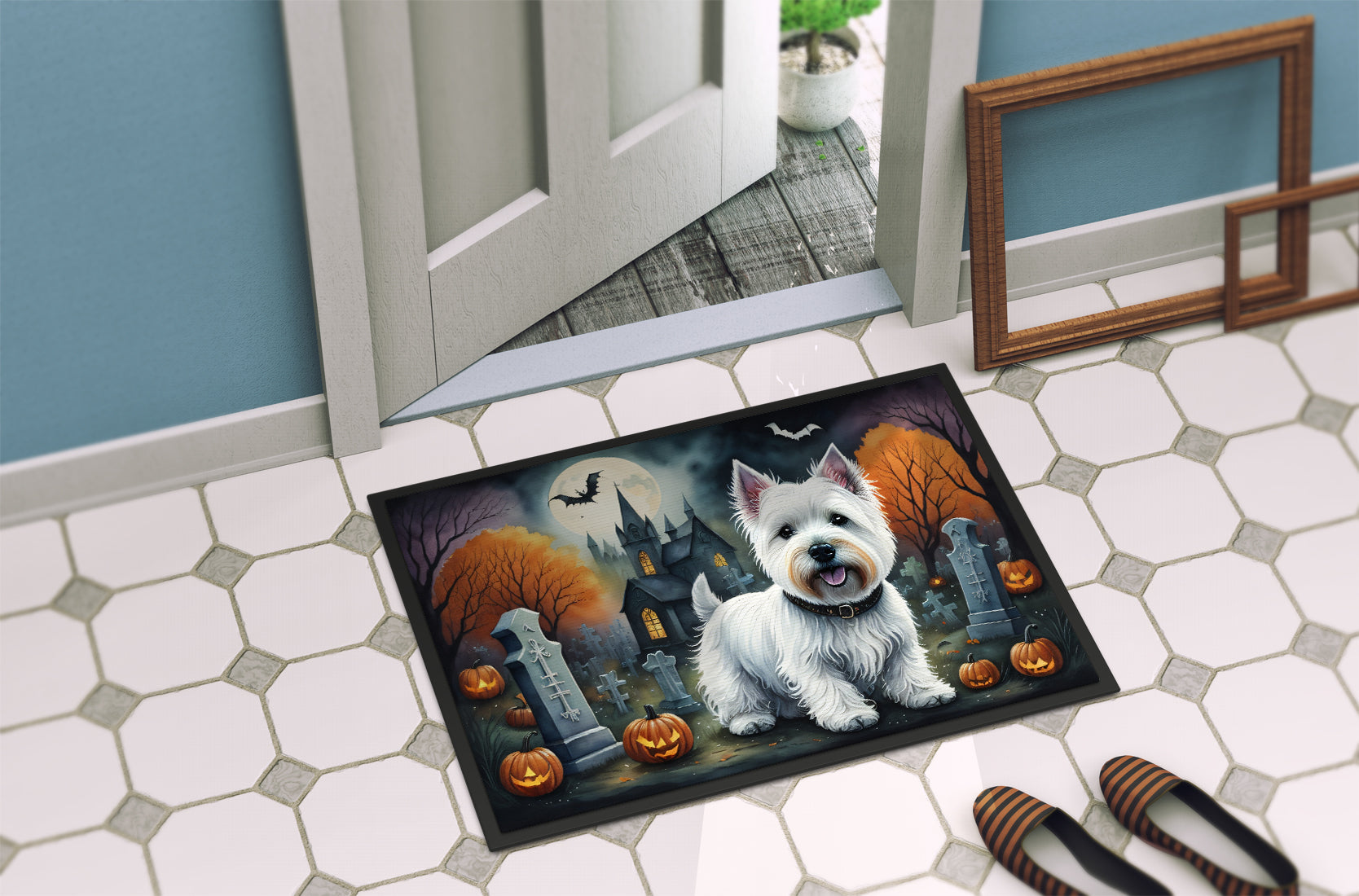 Westie Spooky Halloween Doormat-3