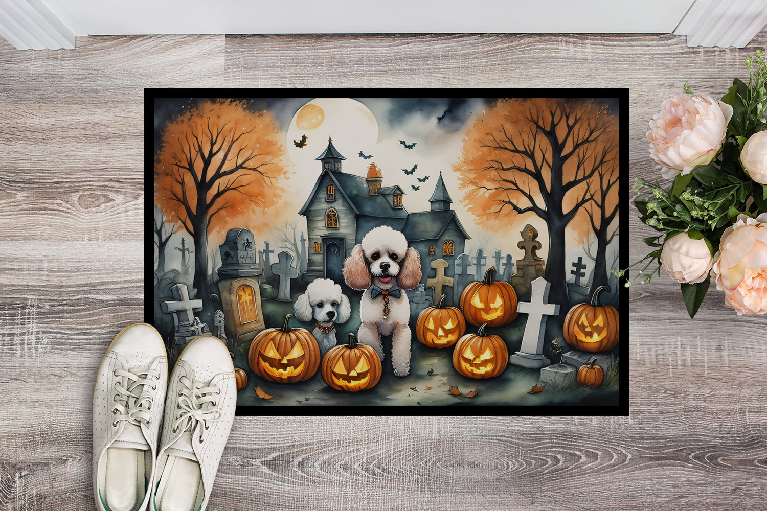Poodle Spooky Halloween Doormat-1