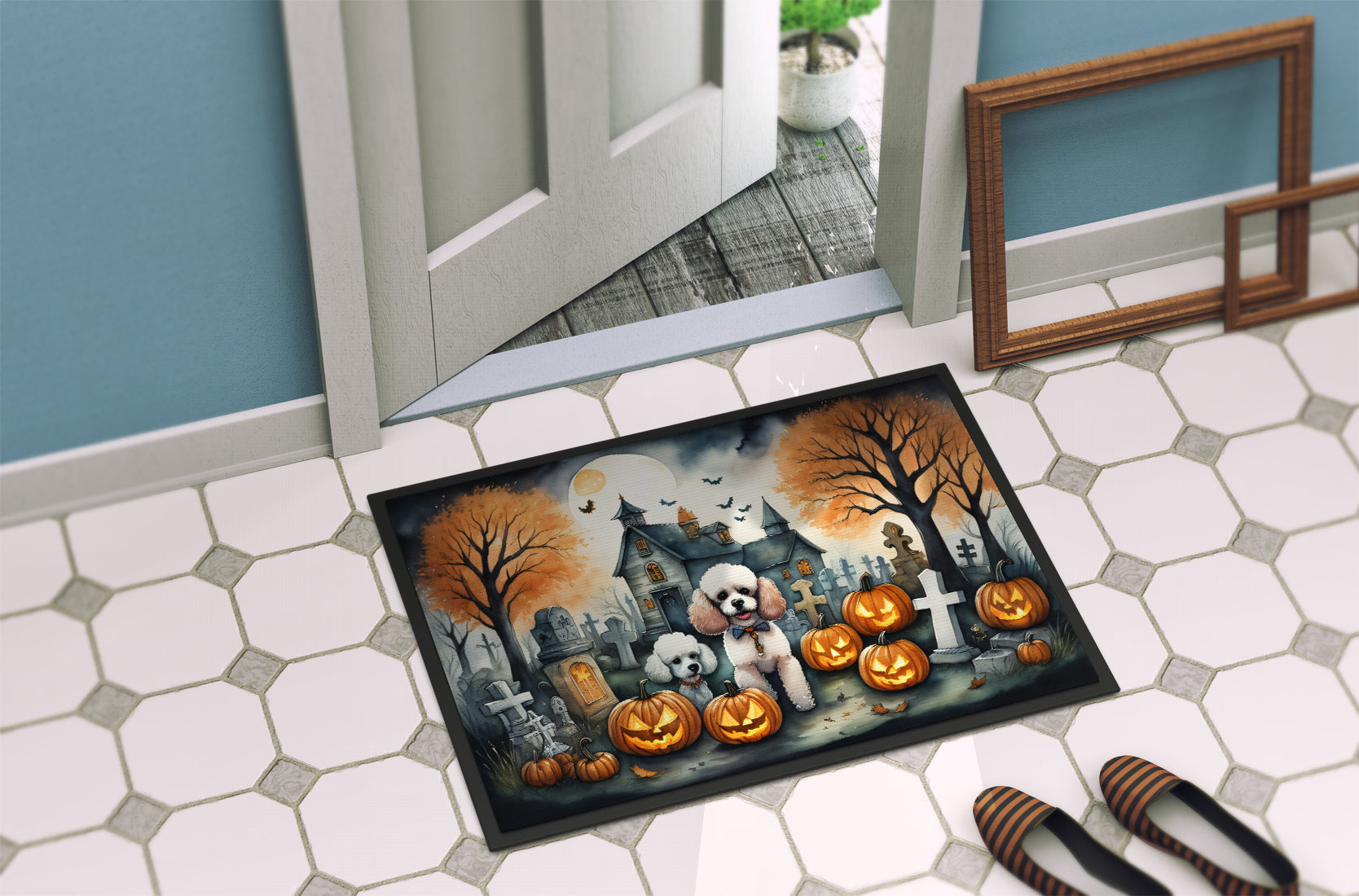 Poodle Spooky Halloween Doormat-3