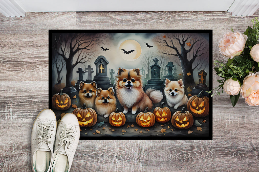 Pomeranian Spooky Halloween Doormat-1