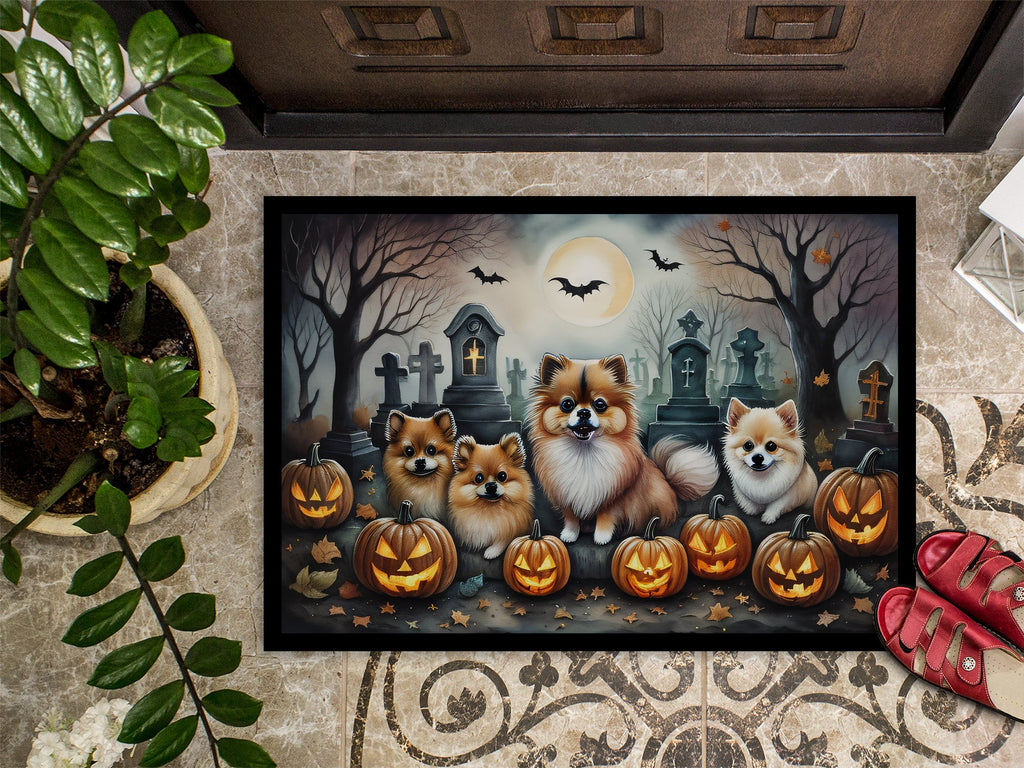Pomeranian Spooky Halloween Doormat-2