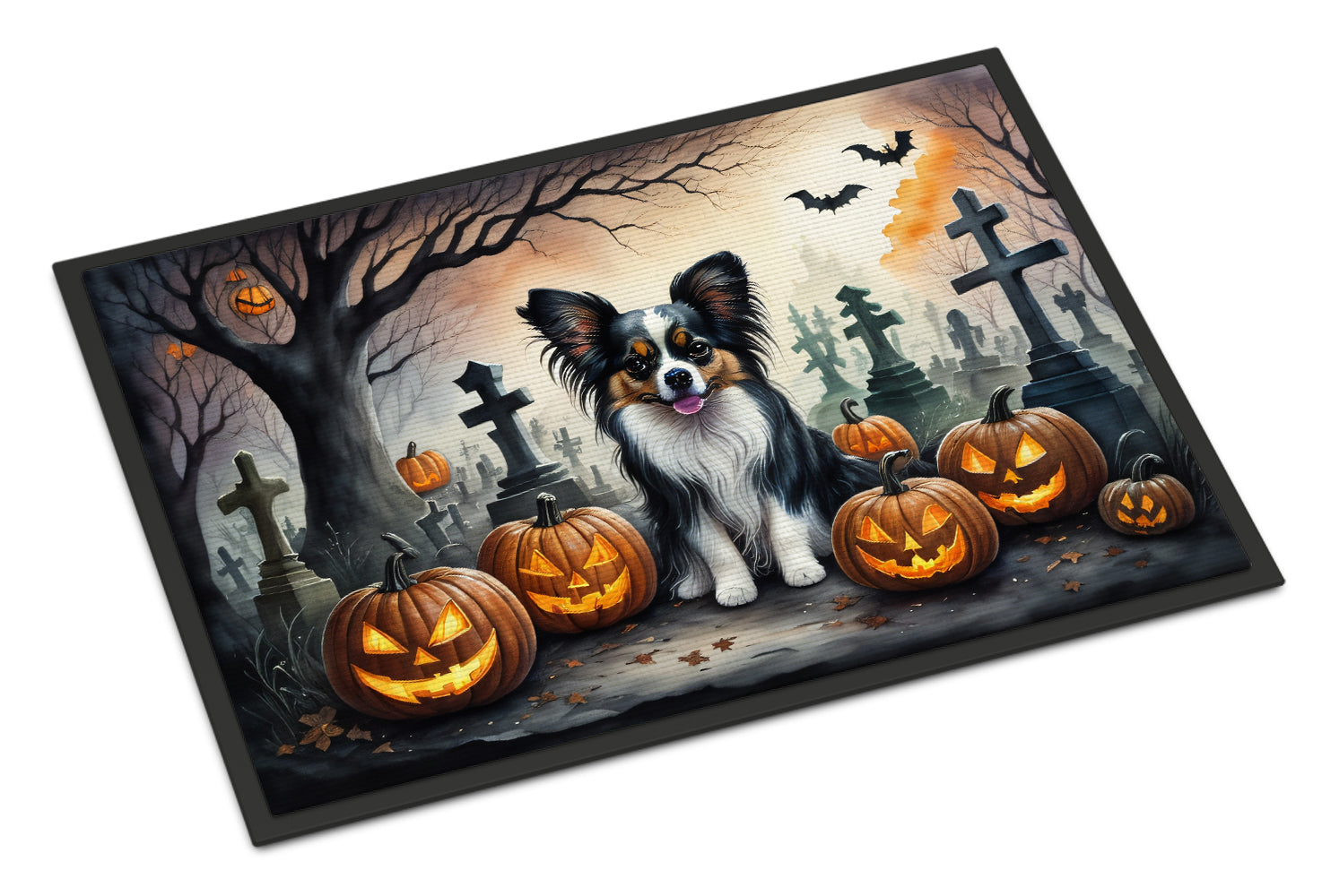 Papillon Spooky Halloween Doormat-0