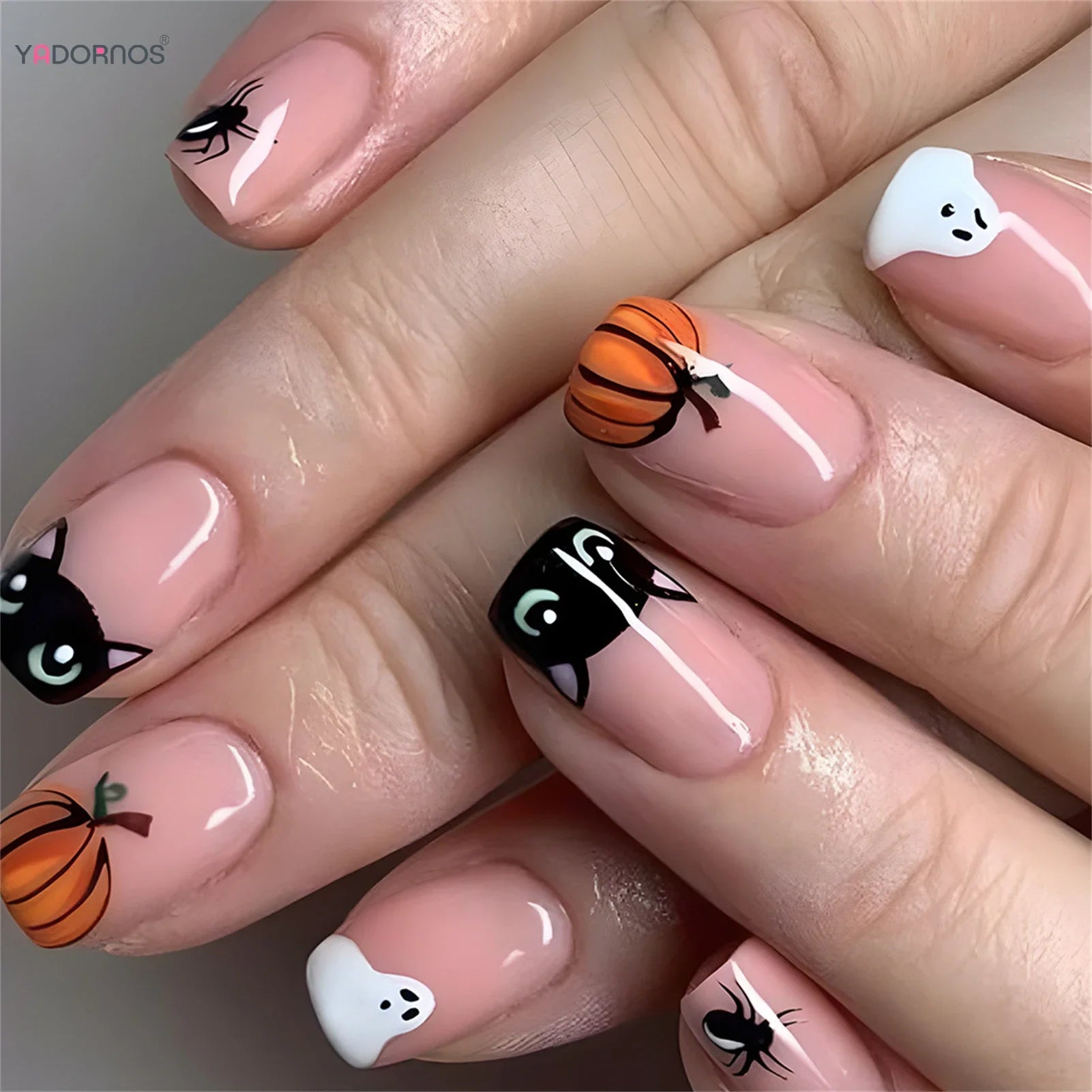 Halloween Ghost & Cat Press-On Nails-0