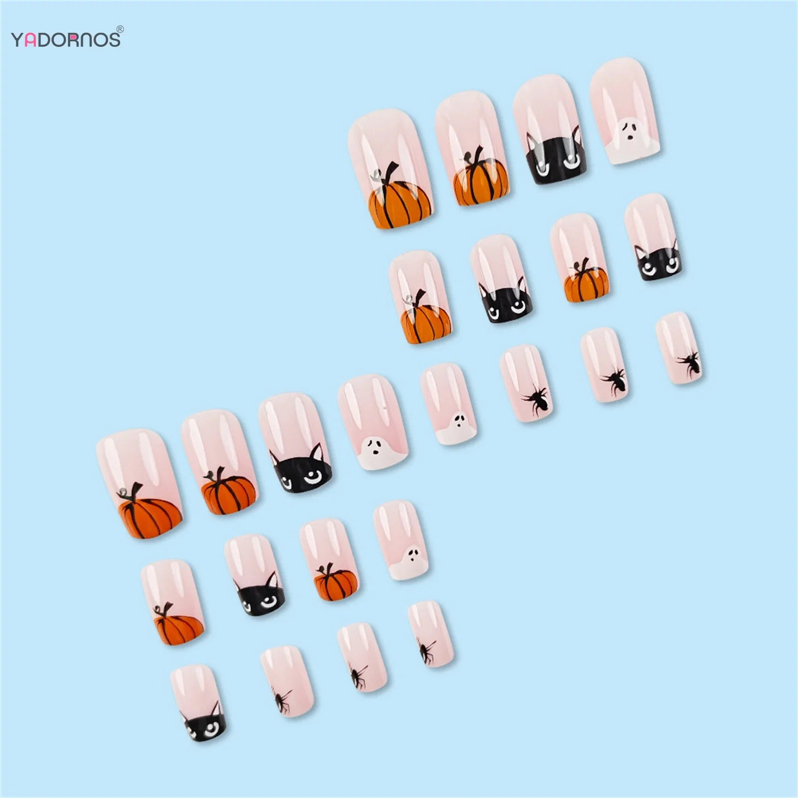 Halloween Ghost & Cat Press-On Nails-2