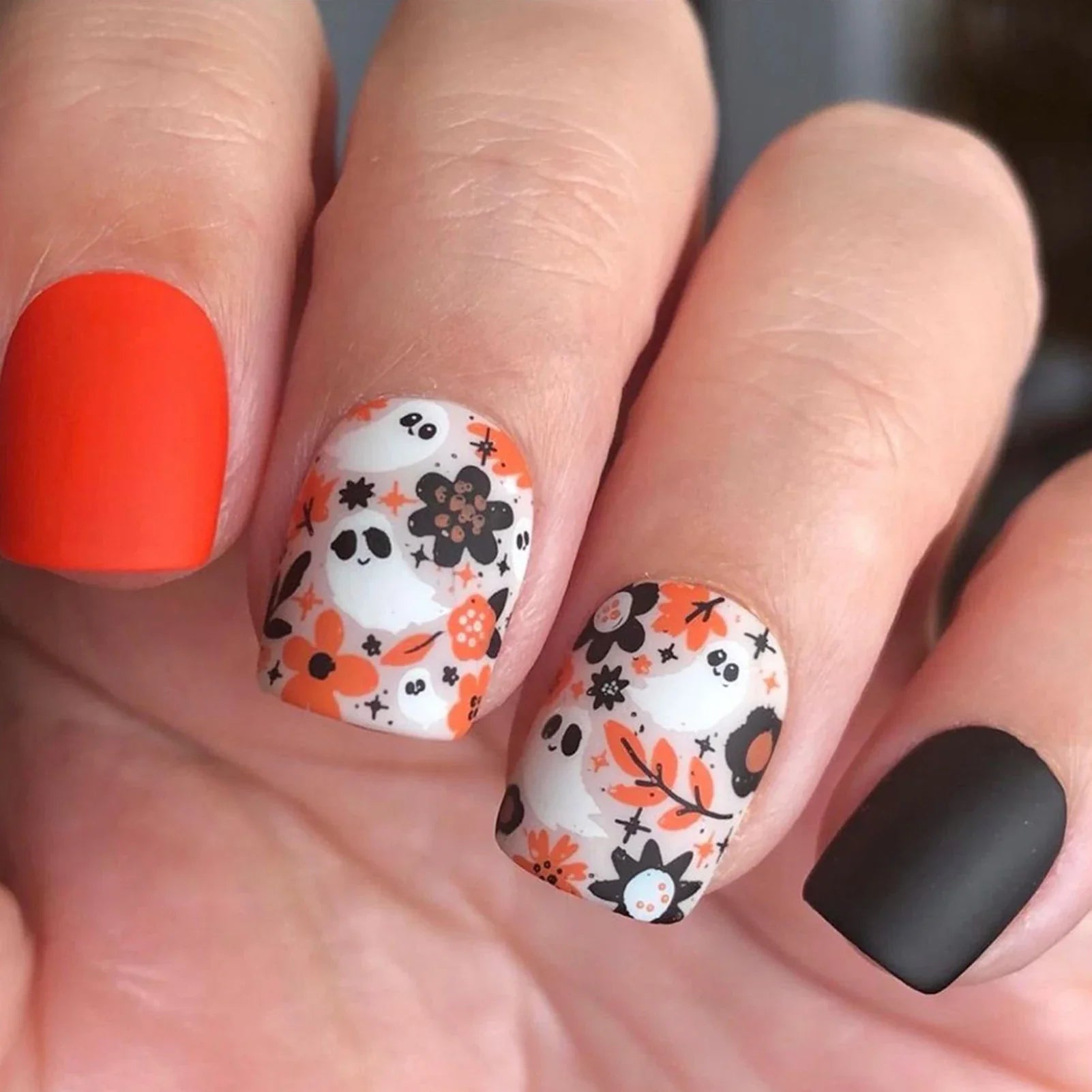Halloween Ghost & Cat Press-On Nails-6