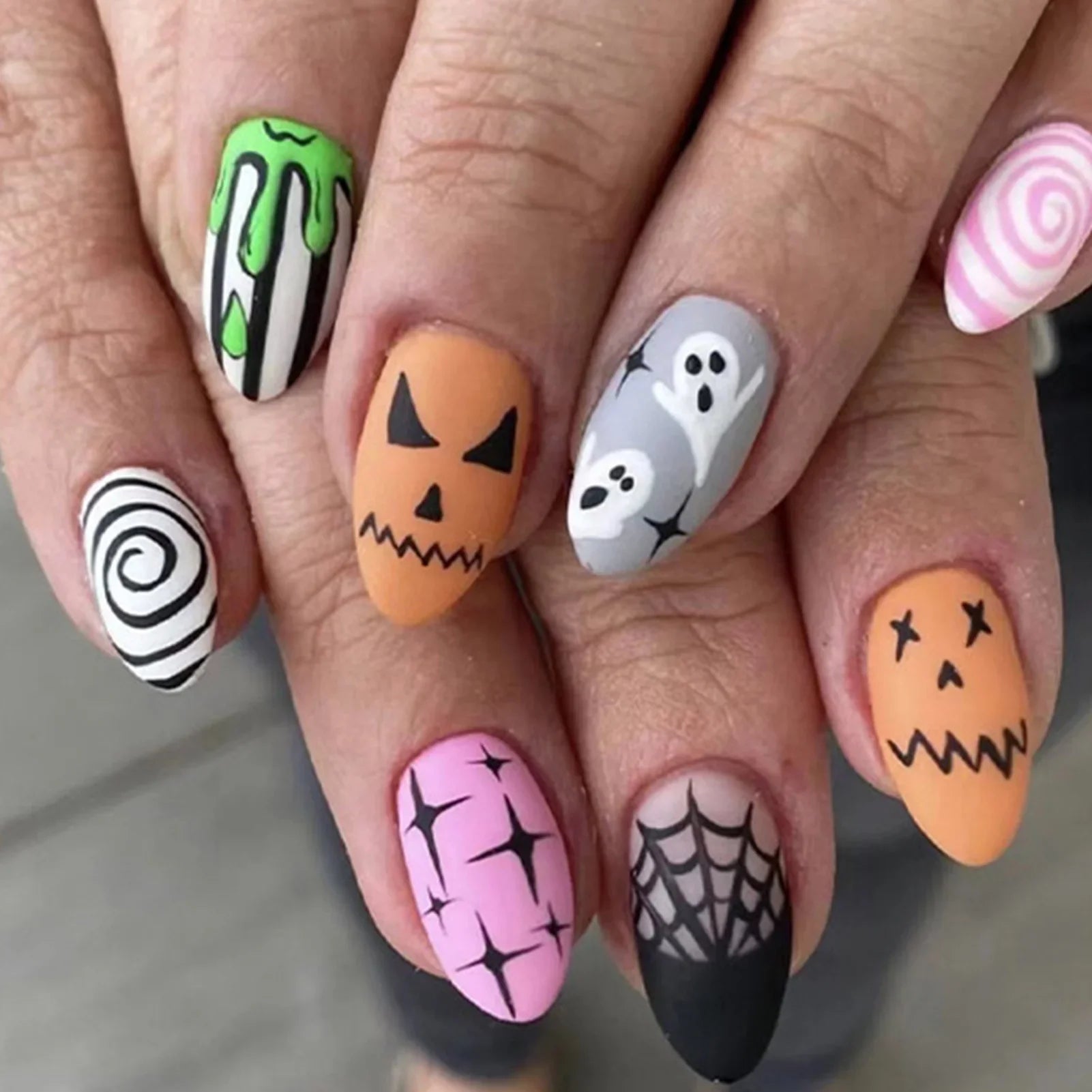 Halloween Ghost & Cat Press-On Nails-8