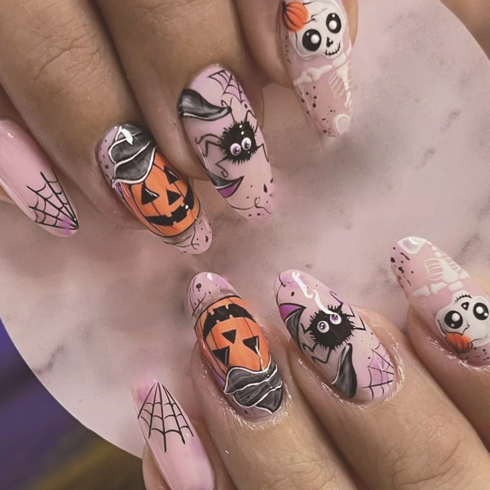 Halloween Ghost & Cat Press-On Nails-9
