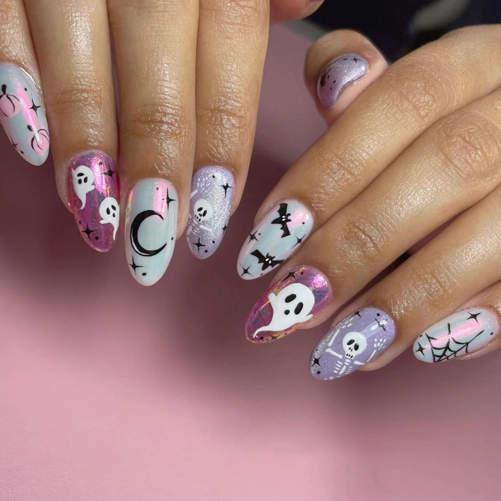 Halloween Ghost & Cat Press-On Nails-11
