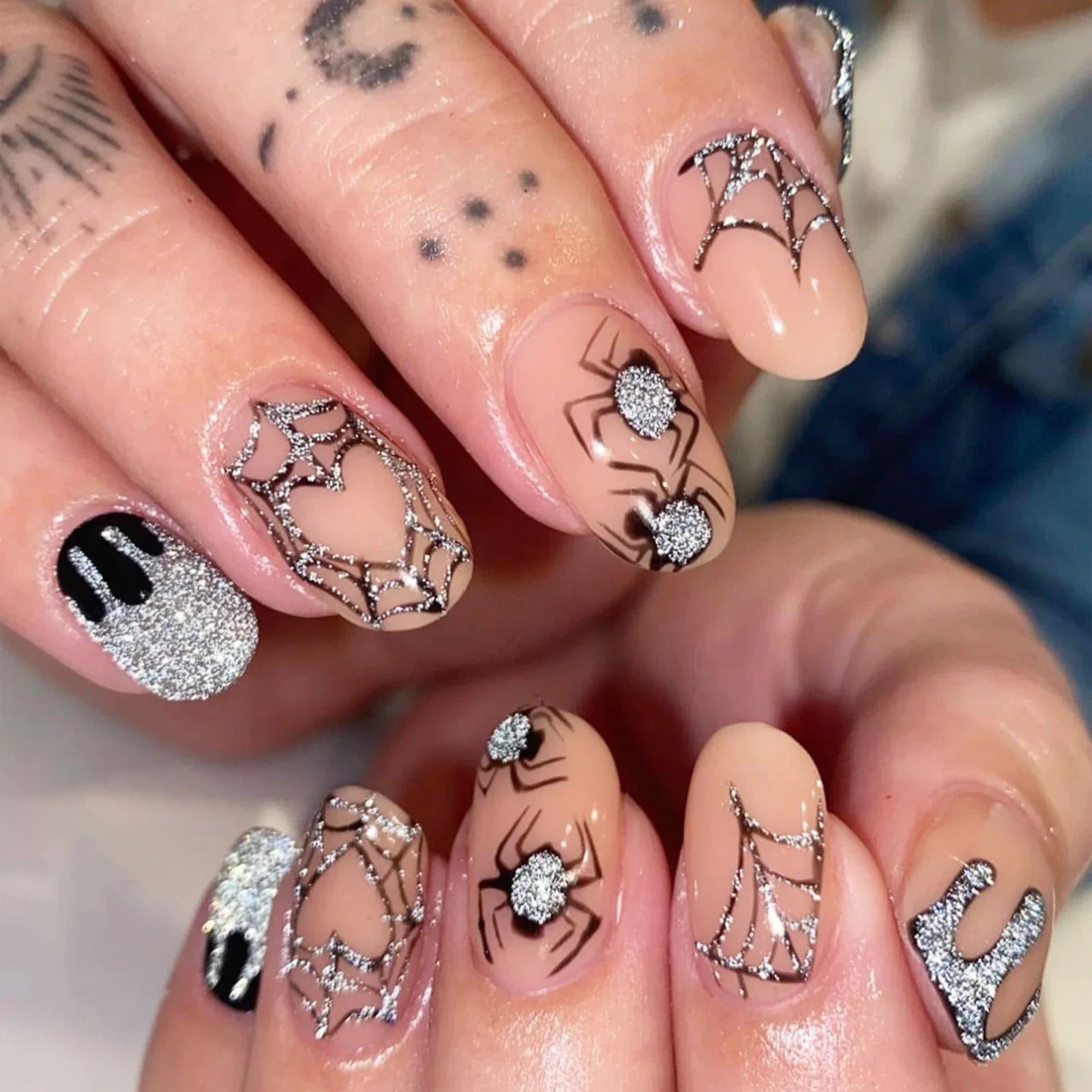 Halloween Ghost & Cat Press-On Nails-12