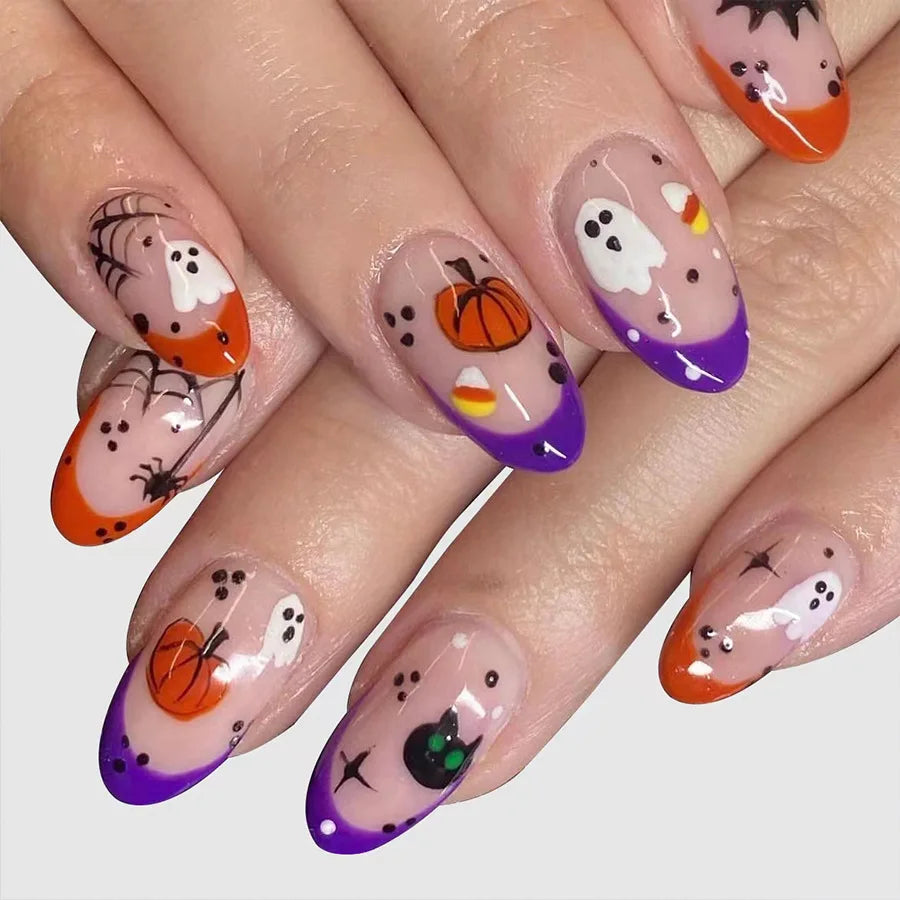 Halloween Pumpkin Press-On Nails-14