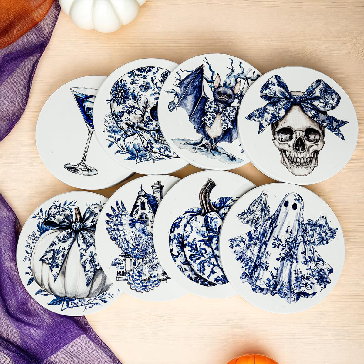 Chinoiserie Halloween Coasters-3