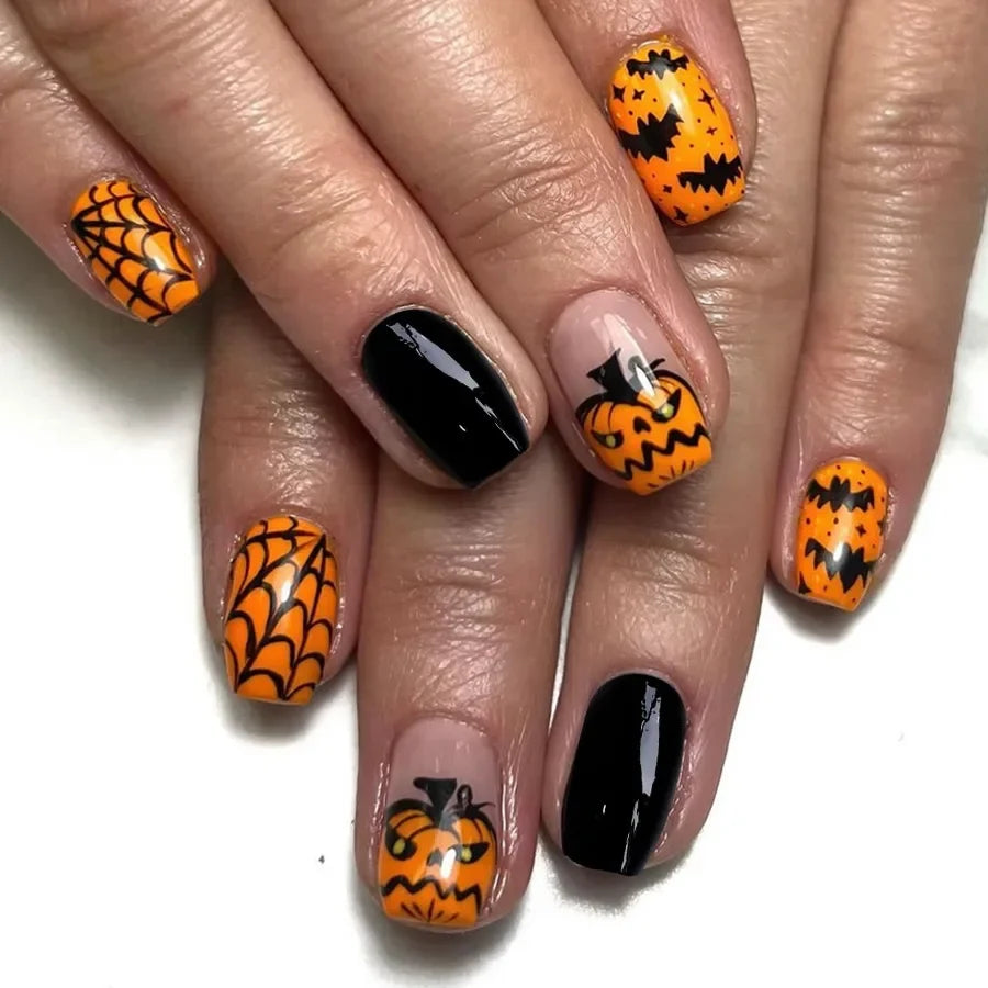 Halloween Pumpkin Press-On Nails-34